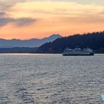 Washington State Ferry at Sunset by Russell Barlow